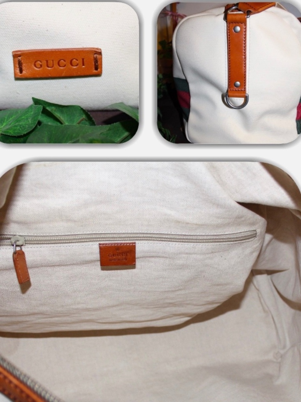 GUCCI RED & GREEN WEB STRIPE LARGE DUFFLE BAG! (2-WAY) - Picture 8 of 16